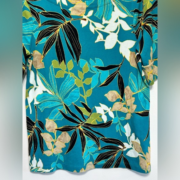 Chicos Tropical Bateau Pima Cotton Tee Shirt - Picture 7 of 13